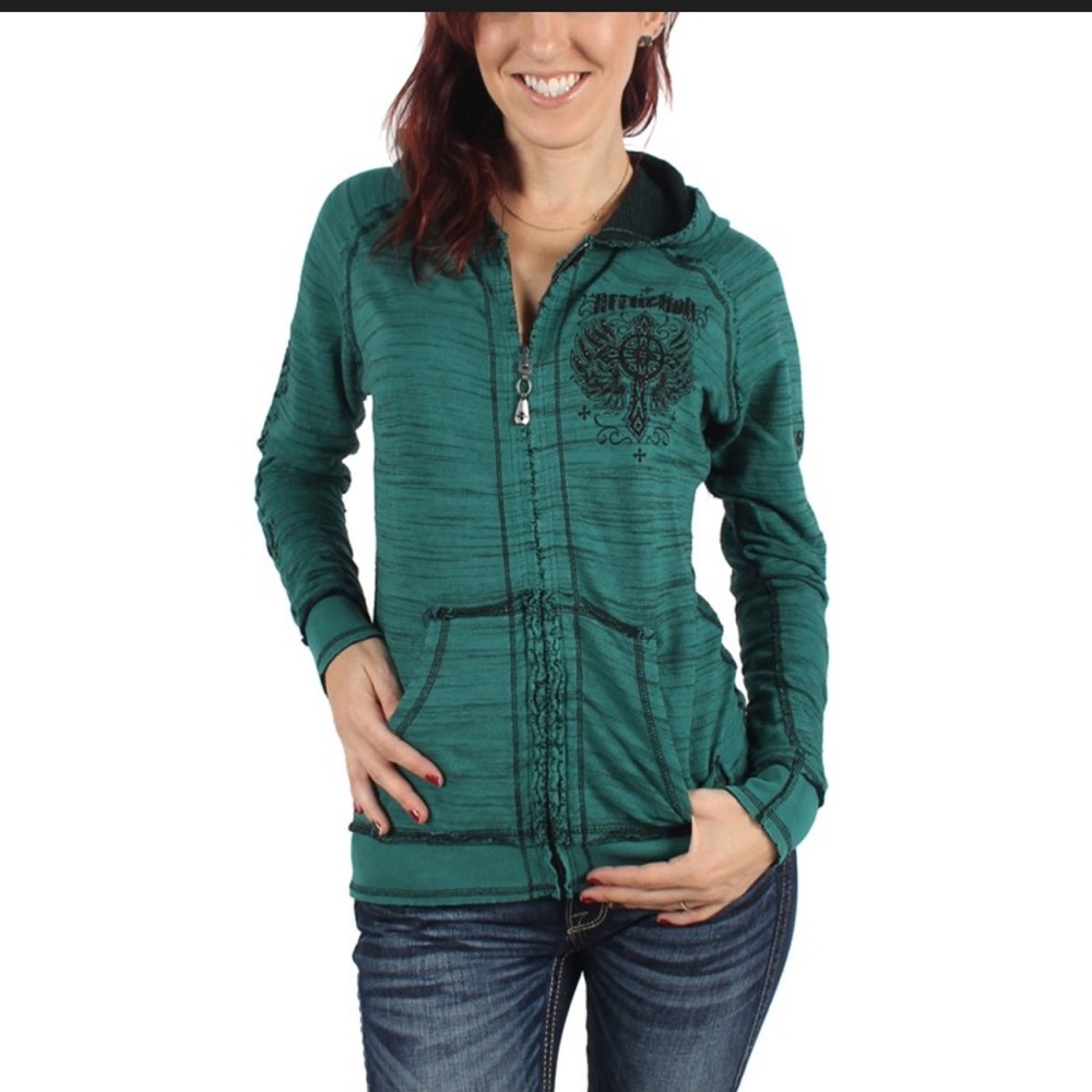 Affliction Women's Saint's Parade Reversible Zip-Up Jacket Y2K‎ Size Small